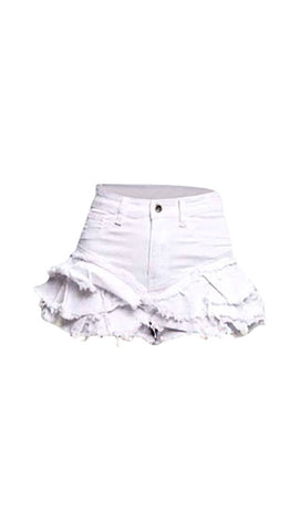 Ruffle My Feathers Shorts - White