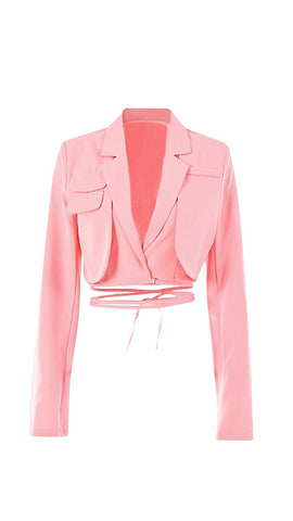 partytime cropped blazer top, cropped top, cropped blazer, blazer top, women's blazer, women's cropped blazer, pink cropped blazer, pink cropped blazer top