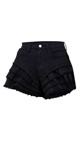 Ruffle My Feathers Shorts - Pure Black